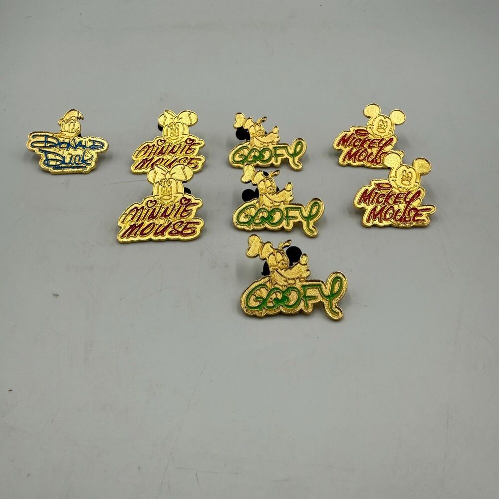 Gold Enamel Graffiti Disney Trading Pins Mickey, Minnie, Goofy, Donald, etc 2004